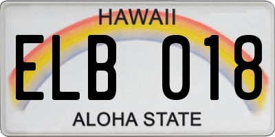 HI license plate ELB018