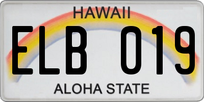 HI license plate ELB019
