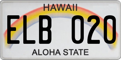 HI license plate ELB020
