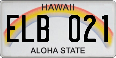 HI license plate ELB021