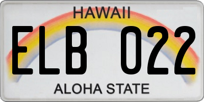 HI license plate ELB022