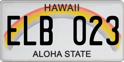 HI license plate ELB023