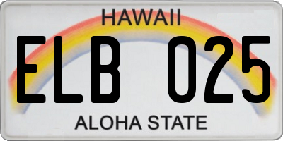 HI license plate ELB025