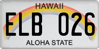 HI license plate ELB026