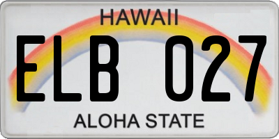 HI license plate ELB027