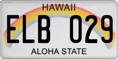 HI license plate ELB029