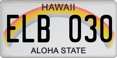 HI license plate ELB030