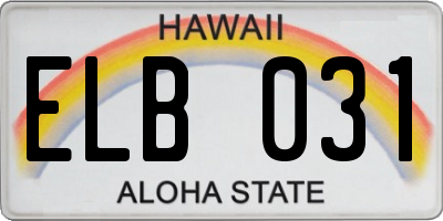HI license plate ELB031