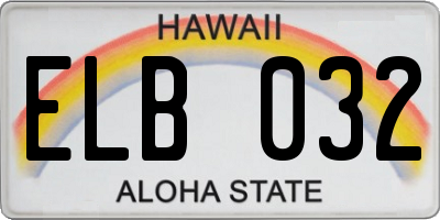 HI license plate ELB032