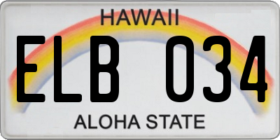HI license plate ELB034