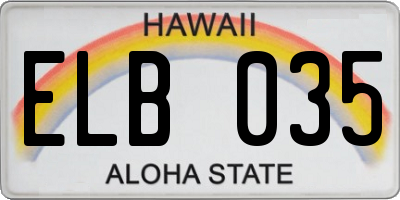 HI license plate ELB035