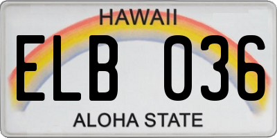 HI license plate ELB036