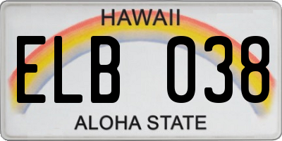 HI license plate ELB038