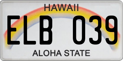 HI license plate ELB039