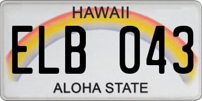 HI license plate ELB043