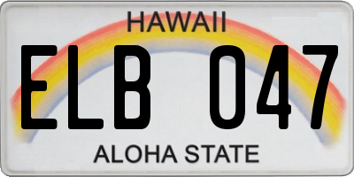 HI license plate ELB047