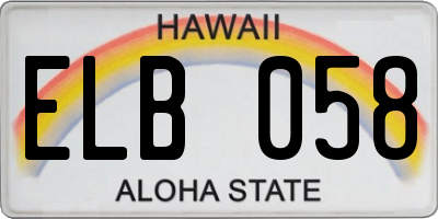 HI license plate ELB058