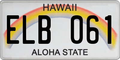 HI license plate ELB061