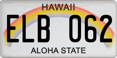HI license plate ELB062