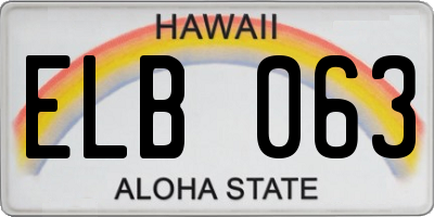 HI license plate ELB063