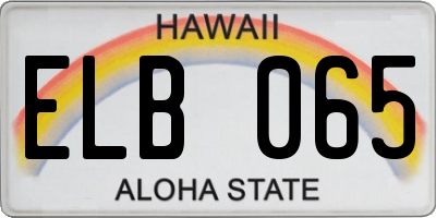 HI license plate ELB065