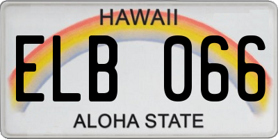 HI license plate ELB066