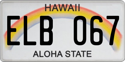 HI license plate ELB067