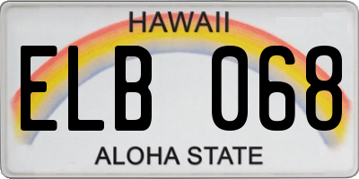 HI license plate ELB068