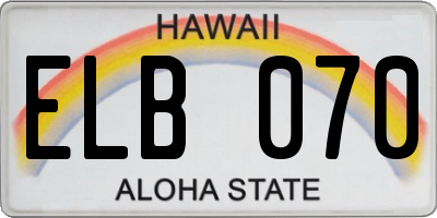 HI license plate ELB070