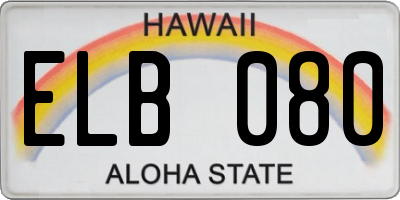 HI license plate ELB080