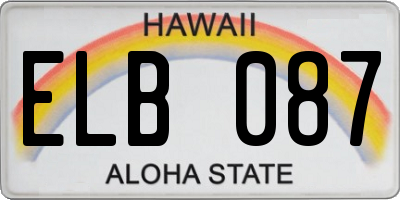 HI license plate ELB087