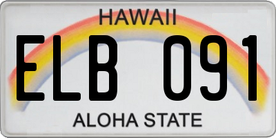 HI license plate ELB091