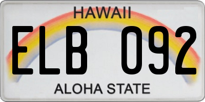 HI license plate ELB092