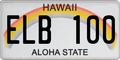 HI license plate ELB100