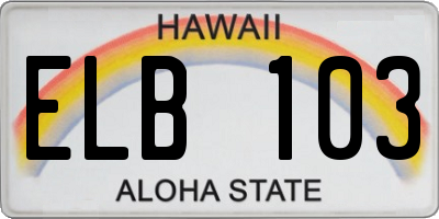 HI license plate ELB103