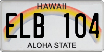 HI license plate ELB104