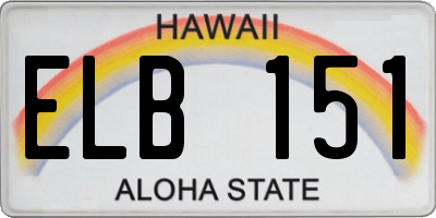 HI license plate ELB151