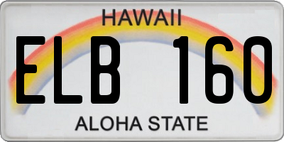 HI license plate ELB160
