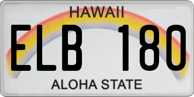 HI license plate ELB180