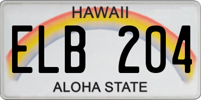 HI license plate ELB204