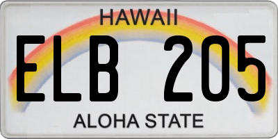 HI license plate ELB205