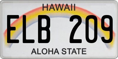 HI license plate ELB209