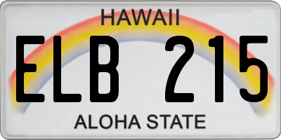 HI license plate ELB215
