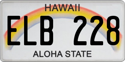 HI license plate ELB228