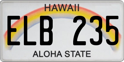HI license plate ELB235