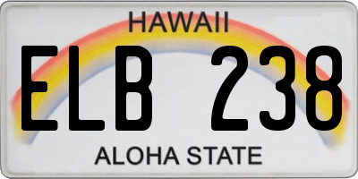 HI license plate ELB238