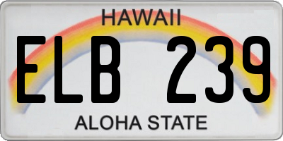 HI license plate ELB239