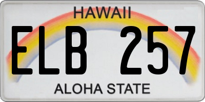 HI license plate ELB257