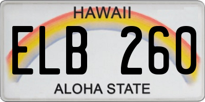 HI license plate ELB260