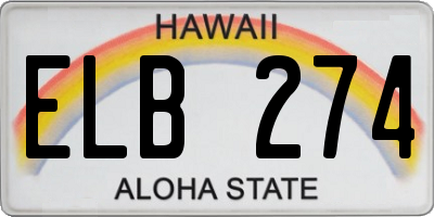 HI license plate ELB274
